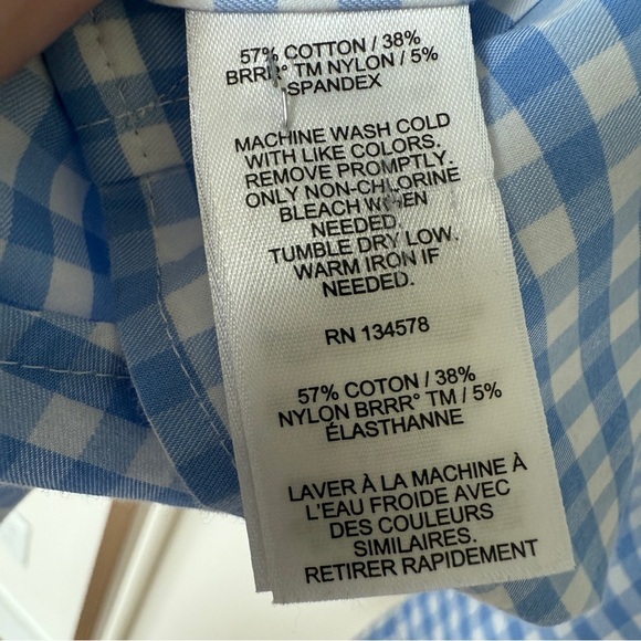 Vineyard Vines Boy’s Performance Blue Gingham Long Sleeve Button-Up Shirt 16 L - Picture 10 of 10